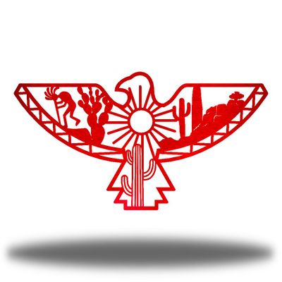 Riverside Designs Aztec Eagle Southwest Metal Wall Art Outdoor Decor | Heavy-duty and Waterproof | Made in USA (Red, 36" L x 19.25" W)