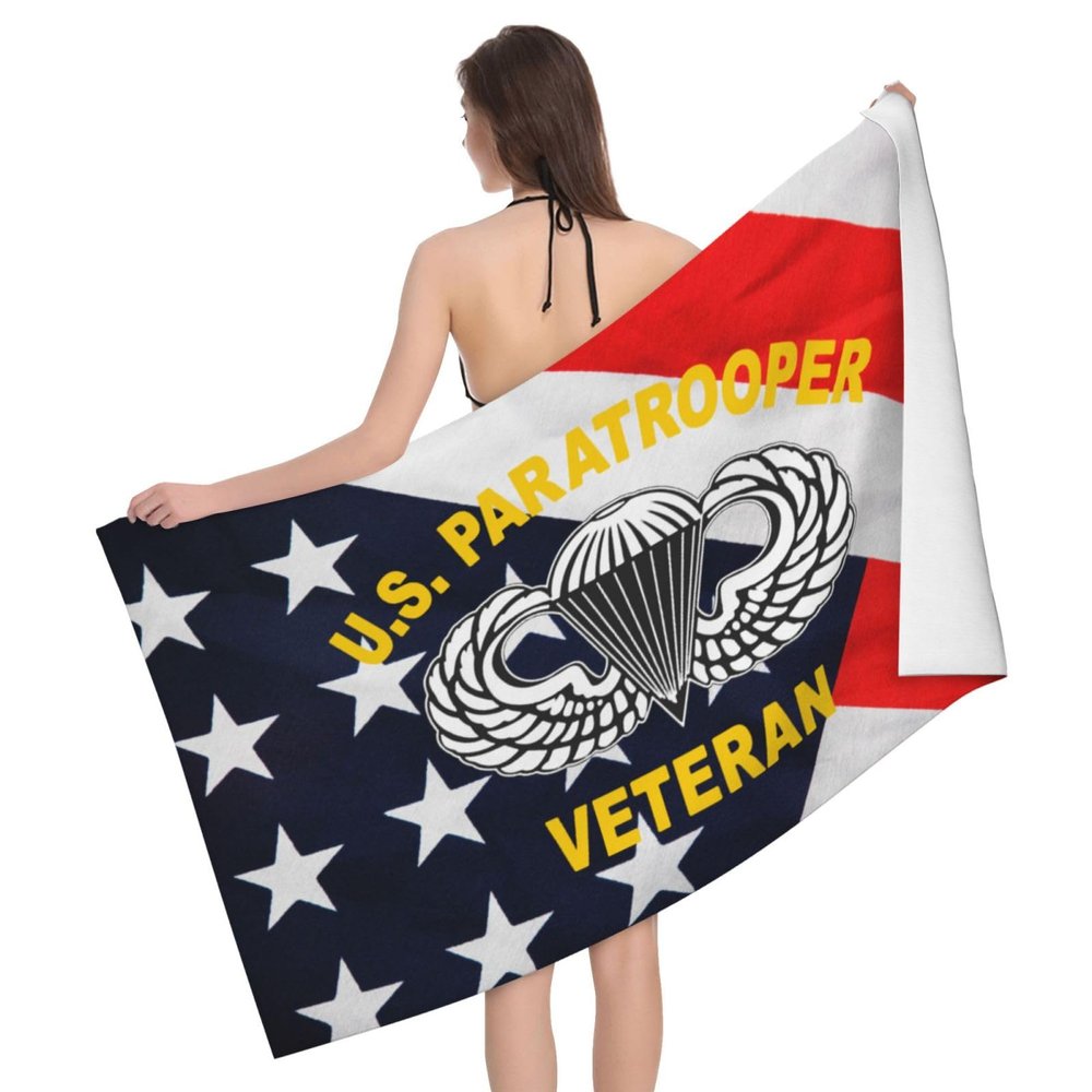 82nd Airborne Division Us Paratrooper Army Veteran Beach Towel Absorbent Bathroom Towels Microfiber Beach Towels Oversized Super 32x52 Inch