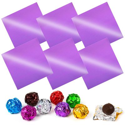 Aluminum Foil Candy Wrappers - Chocolate Wrapping Paper 300pcs Wrapper Homemade Chocolate Bar DIY Packaging for Party Wedding Birthday Valentine Christmas Accessories Square 3.15Inch Purple