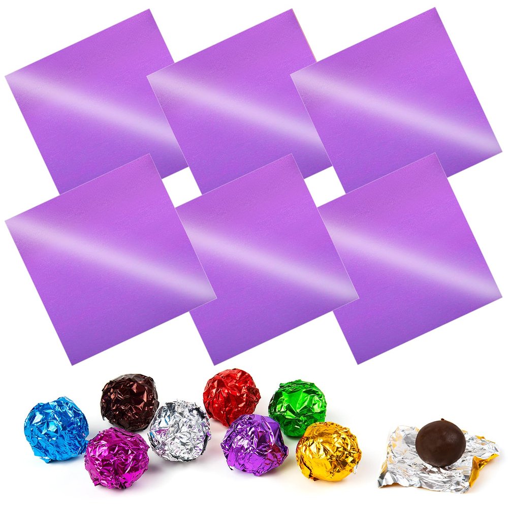 Aluminum Foil Candy Wrappers - Chocolate Wrapping Paper 300pcs Wrapper Homemade Chocolate Bar DIY Packaging for Party Wedding Birthday Valentine Christmas Accessories Square 3.15Inch Purple