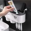 ZZ LIFE Toothbrush Holder for Bathroom 2 Cup Wall Mounted with Automatic Toothpaste Dispenser Large Capacity Tray, Cosmetic Drawer Bathroom Decor & Bathroom Accessories and Organization (2 Cup Pink) view 2