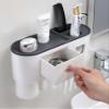 ZZ LIFE Toothbrush Holder for Bathroom 2 Cup Wall Mounted with Automatic Toothpaste Dispenser Large Capacity Tray, Cosmetic Drawer Bathroom Decor & Bathroom Accessories and Organization (2 Cup Pink) view 4