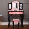 Vasitelan Vanity Set with Mirror and Drawers,Girls Vanity Set with Stool for Bedroom,Vanity with Folding Mirror,Makeup Vanity Dressing Table view 1
