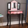 Vasitelan Vanity Set with Mirror and Drawers,Girls Vanity Set with Stool for Bedroom,Vanity with Folding Mirror,Makeup Vanity Dressing Table view 3