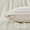 FUTEI Light Beige Throw Pillow Covers Set of 2, 20x20 Inch Soft Faux Rabbit Fur Striped Texture Cushion Cases, Modern Decorative Couch Pillows for Living Room Bed view 3
