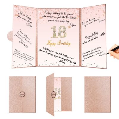 Crenics Rose Gold 18th Birthday Decorations, Creative 18th Birthday Guest Book Alternative, Large 18th Birthday Signature Book 12" x 18", Great 18 Years Old Birthday Gifts for Girls