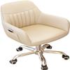 HOBIBA Office Modern Faux Leather Adjustable Height Swivel Home Office Chair with Wheels, Mid-Back Computer Task Chair (Color:Warmwhite) view 1
