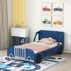 SOFTSEA Twin Size Race Car-Shaped Platform Bed, Wood Car Bed Frame with Wheels and Guardrails for Kids Bedroom, Floor Car Shaped Bed for Kids Boys, No Box Spring Needed, Blue view 1