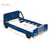 SOFTSEA Twin Size Race Car-Shaped Platform Bed, Wood Car Bed Frame with Wheels and Guardrails for Kids Bedroom, Floor Car Shaped Bed for Kids Boys, No Box Spring Needed, Blue view 2