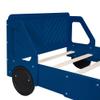 SOFTSEA Twin Size Race Car-Shaped Platform Bed, Wood Car Bed Frame with Wheels and Guardrails for Kids Bedroom, Floor Car Shaped Bed for Kids Boys, No Box Spring Needed, Blue view 4