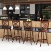 GOFLAME 29 Swivel Bar Stools Set of 4, Upholstered Counter Height Bar Chairs with Soft Cushion, Backrest, Footrests, Rubber Wood Legs, Upholstered Barstools for Dining Room, Kitchen Counter, Pub view 2