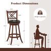 GOFLAME 29 Swivel Bar Stools Set of 4, Upholstered Counter Height Bar Chairs with Soft Cushion, Backrest, Footrests, Rubber Wood Legs, Upholstered Barstools for Dining Room, Kitchen Counter, Pub view 3