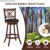 GOFLAME 29 Swivel Bar Stools Set of 4, Upholstered Counter Height Bar Chairs with Soft Cushion, Backrest, Footrests, Rubber Wood Legs, Upholstered Barstools for Dining Room, Kitchen Counter, Pub view 4