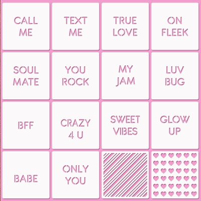 16 Pcs Valentine Conversation Hearts Cookie Stencils with Royal Icing 3x3 in, True Love/Only You/Text Me/Soulmate Love Phrase Sign Sayings Heart Stencils for Valentine's Day Making DIY Crafts