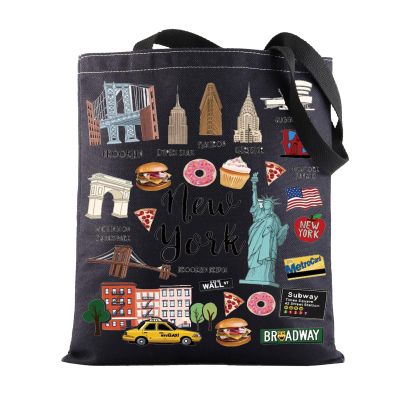 BWWKTOP New York Canvas Tote Bag New York Souvenir Gift New York Grocery Bag New York Travel Gifts New Yorker Shopping Bag (New York BL TG)