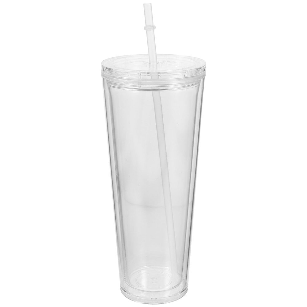 UPKOCH Water Cup Straw and Lid Double-layer Plastic Drinking Cup for Tea and Capacity for Camping and Kitchen Use