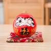 HOMSFOU Japanese Daruma Doll 6cm Ceramics Mini Daruma Zen Statue Ochoko Daruma Collectible Figurine Good Luck Ornament for Home Table Car Interior Decoration Red view 3