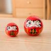 HOMSFOU Japanese Daruma Doll 6cm Ceramics Mini Daruma Zen Statue Ochoko Daruma Collectible Figurine Good Luck Ornament for Home Table Car Interior Decoration Red view 4