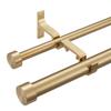 Mayrhyme Double Curtain Rods for Windows, 1''Front and 5/8''Back Double Drapery Rods with Premium Aluminum Brackets and End Cap Finials, Adjustable Double Window Curtain Rod (Warm Gold, 36-72") view 1