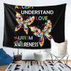 Accept Understand Love Autism Awareness Tapestry Wall Hanging, Art Wall Decoration Tapestry, Tapestry For Bedroom Living Room Dorm Home Decoration 80x60in view 1
