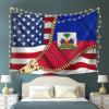 American Flag And Haiti Flag Tapestry Wall Hanging, Art Wall Decoration Tapestry, Tapestry For Bedroom Living Room Dorm Home Decoration 80x60in view 4