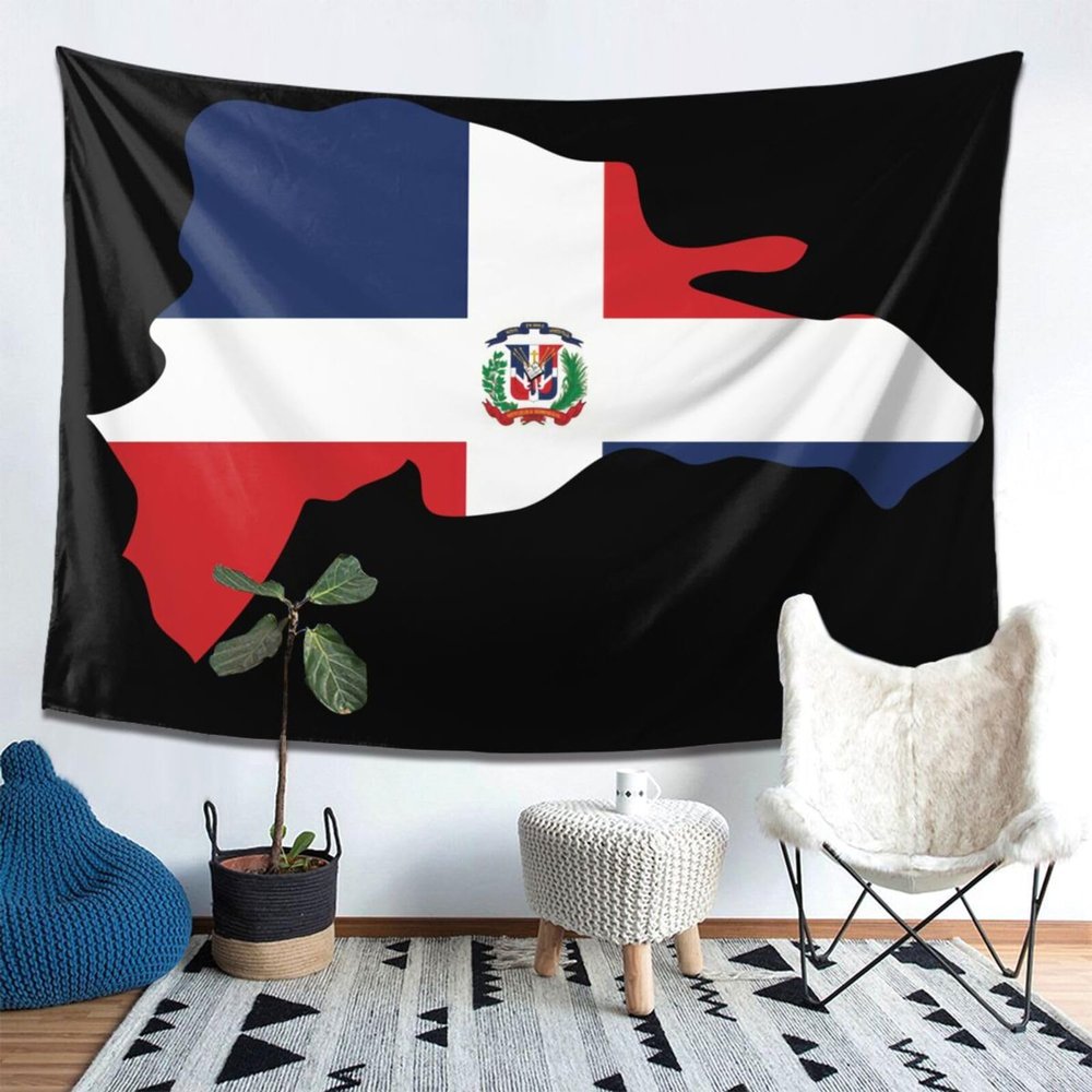 Dominican Republic Flag Tapestry Wall Hanging, Art Wall Decoration Tapestry, Tapestry For Bedroom Living Room Dorm Home Decoration 80x60in
