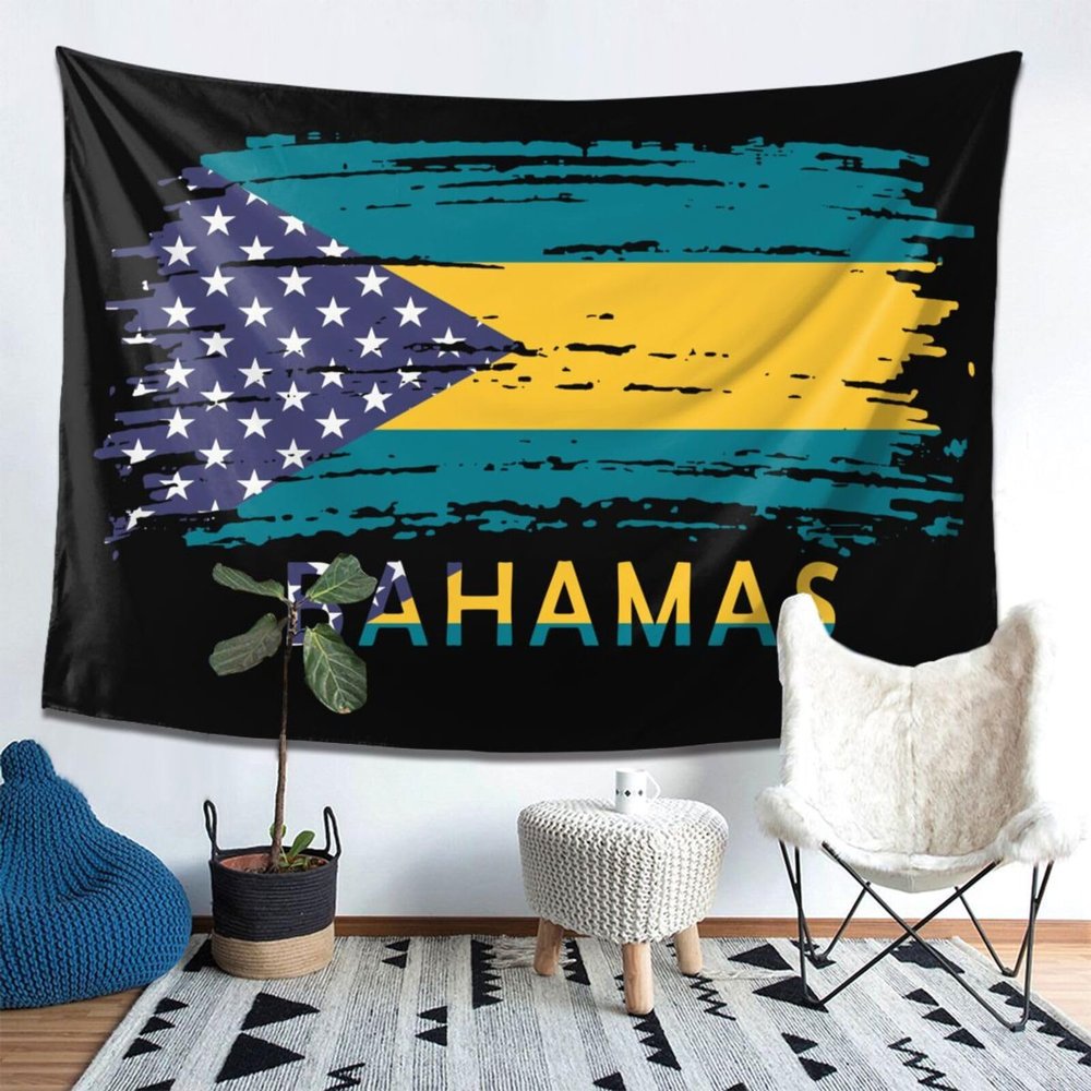 American Bahamas Combinadas Flag Tapestry Wall Hanging, Art Wall Decoration Tapestry, Tapestry For Bedroom Living Room Dorm Home Decoration 80x60in