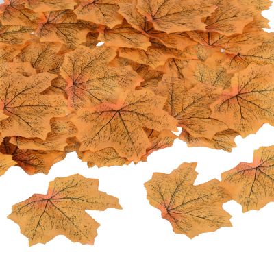 PATIKIL Artificial Leaves, 300 Pcs Fall Maple Autumn Fake Leaf for Wedding Party Thanksgiving Halloween Decoration, Red Yellow
