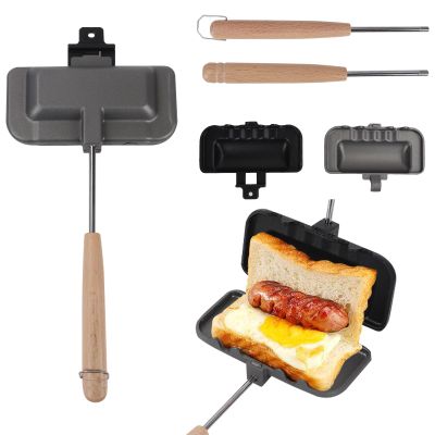 Double-Sided Stove Top Sandwich Baking Pan,Hot Dog Toaster,Nonstick Sandwich Maker Kitchen Pie Iron Press Sandwich Maker for Breakfast Pancakes Omelets Frittatas Toast