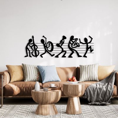 Music Notes Wall Art, Marching Band Decorations, Metal Wall Decor, Music Decor, Metal Minimalist Wall Art, Metal Line Art Wall Decor, Metal Wall Art for Living Room, Music Lover Gifts (Black, 24"x7" | 60x19cm)