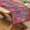 Treen Art New Linen Table Runner Ethnic 100% Cotton Embroidered Handcrafted Home Decor Long Patchwork Dining Table Cloth (Pink, 20" W x 80" L) view 2