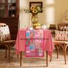 Treen Art New Linen Table Runner Ethnic 100% Cotton Embroidered Handcrafted Home Decor Long Patchwork Dining Table Cloth (Pink, 20" W x 80" L) view 4