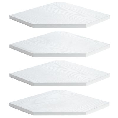 Fun Memories Corner Shelf Wall Mount, Floating Corner Shelves, Set of 4 Corner Wall Shelf Organizer, Rustic Wood Wall Storage Display Shelves for Living Room Bedroom Bathroom Kitchen, Rustic White