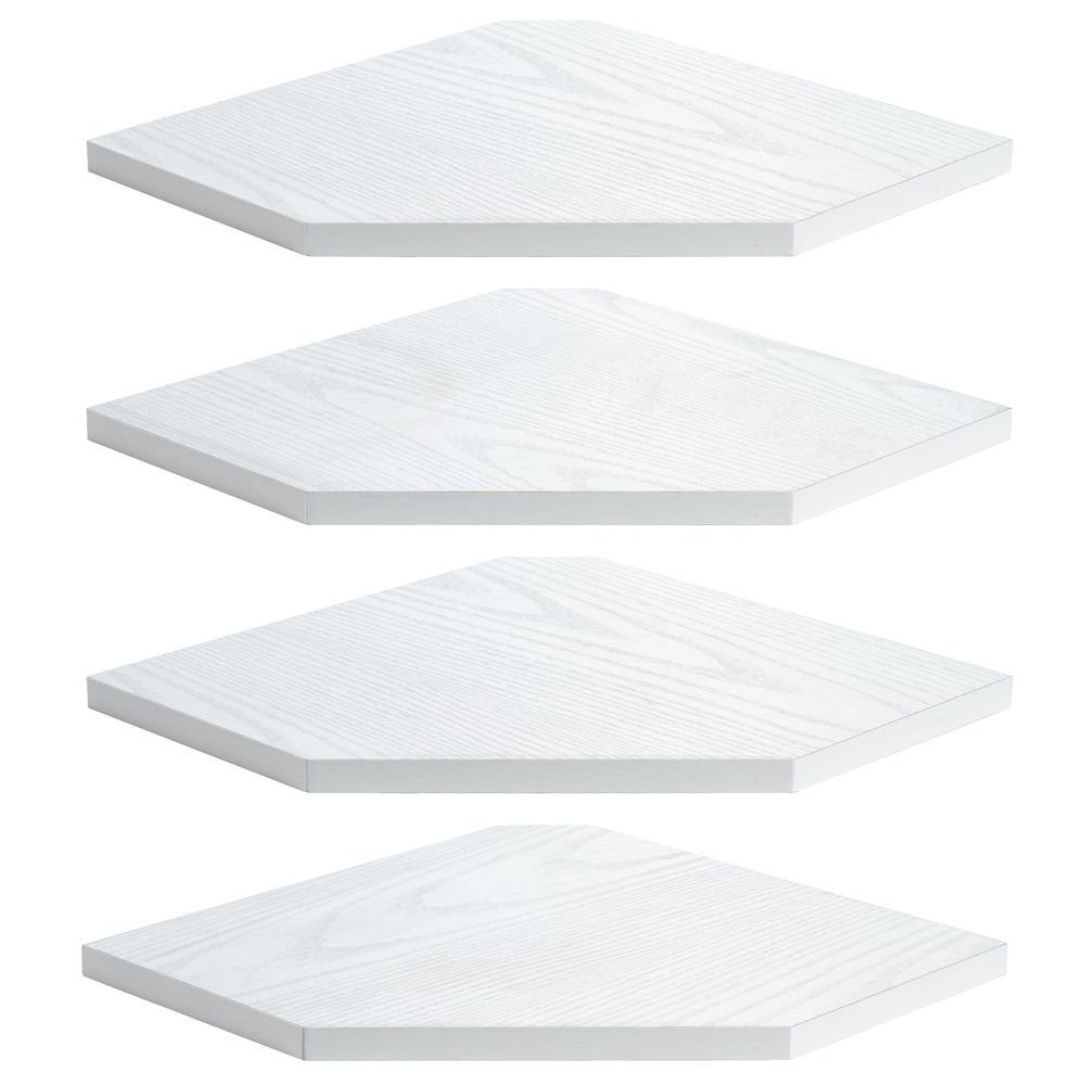 Fun Memories Corner Shelf Wall Mount, Floating Corner Shelves, Set of 4 Corner Wall Shelf Organizer, Rustic Wood Wall Storage Display Shelves for Living Room Bedroom Bathroom Kitchen, Rustic White