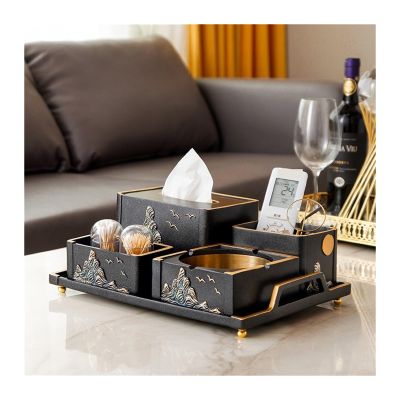 HEXEH Multifunctional Tissue Box Holder Chinese Style Paper Drawer, Living Room Table Decoration, Five Piece Paper Towel Box, Ashtray Storage Box Decorative Napkin Holder (Color : B)