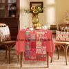 Treen Art New Linen Table Runner Ethnic 100% Cotton Embroidered Handcrafted Home Decor Long Patchwork Dining Table Cloth (Red, 40" W x 60" L) view 4