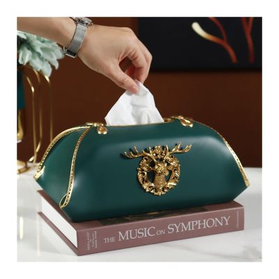 HEXEH Multifunctional Tissue Box Holder Household Paper Drawer, Living Room Dining Table Tabletop Decoration, Creative Decorative Tissue Box Decorative Napkin Holder (Color : Green)