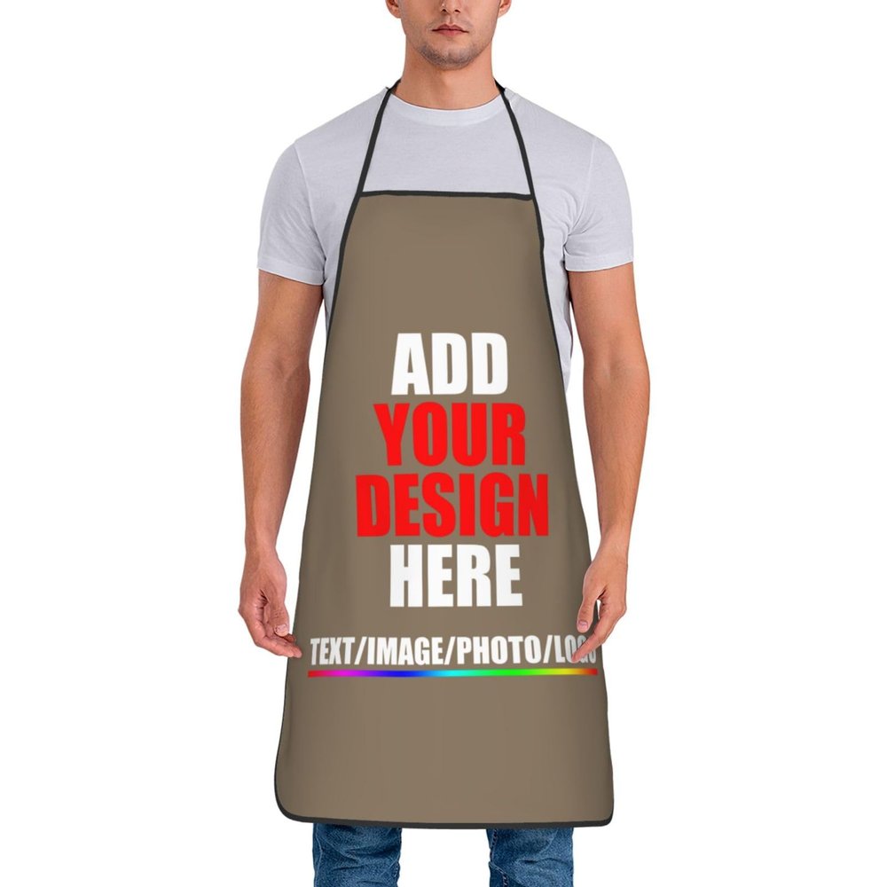 HYLVEXA Custom Grill Aprons Add Your Text Personalized Chef Kitchen Apron for Birthday Christmas Thanksgiving Gift Brown Savana