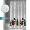 Snowman Shower Curtain for Bathroom 36" x 72" Gray Christmas Snowman Tree Snowflake Winter Shower Curtain with Hooks Polyester Waterproof Home Bathtub Decor view 3