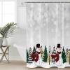 Snowman Shower Curtain for Bathroom 36" x 72" Gray Christmas Snowman Tree Snowflake Winter Shower Curtain with Hooks Polyester Waterproof Home Bathtub Decor view 4