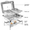 HONHPD 10 QT Chafing Dish Buffet Set with Visible Hydraulic Glass Lid, Stainless Steel Rectangular Chafers and Buffet Warmer Sets for Banquet Party Wedding Catering Events (2 Half-Size) view 2
