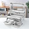 HONHPD 10 QT Chafing Dish Buffet Set with Visible Hydraulic Glass Lid, Stainless Steel Rectangular Chafers and Buffet Warmer Sets for Banquet Party Wedding Catering Events (2 Half-Size) view 3