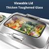 HONHPD 10 QT Chafing Dish Buffet Set with Visible Hydraulic Glass Lid, Stainless Steel Rectangular Chafers and Buffet Warmer Sets for Banquet Party Wedding Catering Events (2 Half-Size) view 4