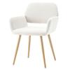 Homedraft Velvet Dining Chair, Upholstered Makeup Vanity Chair, Comfy Accent Armchair with Wood Grain Metal Legs, Cute Home Office Desk Chair with Hollowed Back, Beige view 1