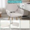 Homedraft Velvet Dining Chair, Upholstered Makeup Vanity Chair, Comfy Accent Armchair with Wood Grain Metal Legs, Cute Home Office Desk Chair with Hollowed Back, Beige view 4