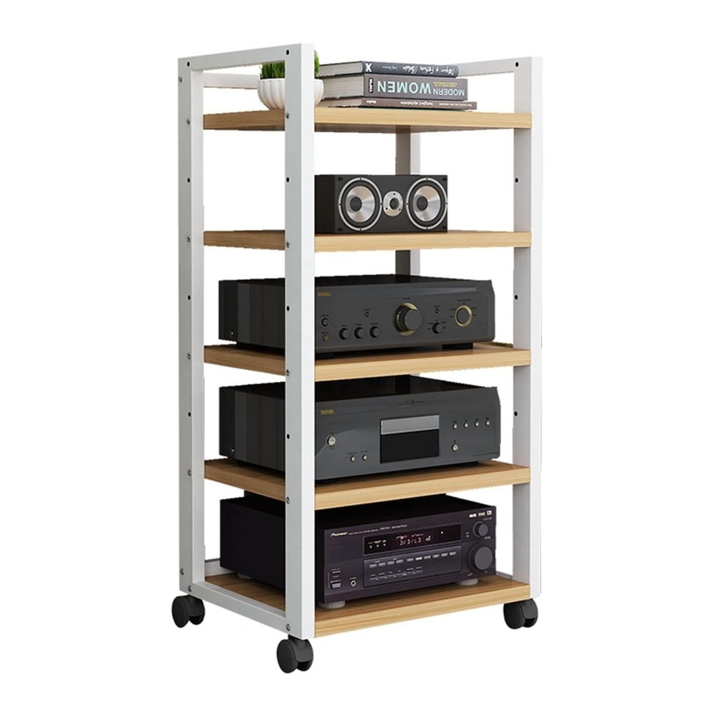 YLQFGUVWK Audio Video Media Stand Cabinet with 5 Shelves AV Media Stand Corner Shelf Audio Rack Stand Tower for Home/Office/Audio Video (Size : 50x40x100cm)