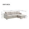 JURMALYN 100.4" Modern Sectional Sofa with Ottoman - 3-Seat L-Shape Sofa, Upholstered Fabric Couch Set for Living Room, Apartment, Office - Beige view 2