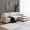 JURMALYN 100.4" Modern Sectional Sofa with Ottoman - 3-Seat L-Shape Sofa, Upholstered Fabric Couch Set for Living Room, Apartment, Office - Beige view 3