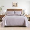 Wistown Cotton Quilt Bedding Sets Queen Size, 3 Pieces Reversible Lightweight Coverlets Comforters Bedspreads for All Seasons,Geometric Stitched Pattern,Grey view 1