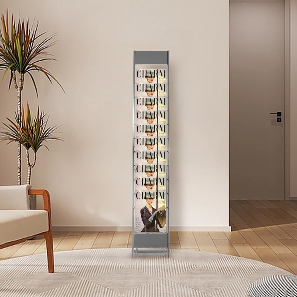 JINHZIXIU 10 Tiers Magazine Holder Foldable Brochure Stand Detachable Brochure Display Stand Floor Standing Magazine Rack for Newspaper and Products Exhibition